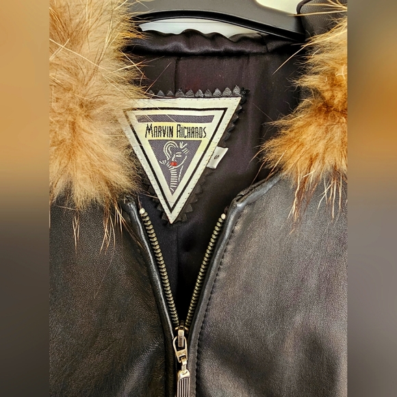 Marvin Richard's Genuine Leather Coat with Accent Fur in S. Beautiful! - Picture 6 of 10